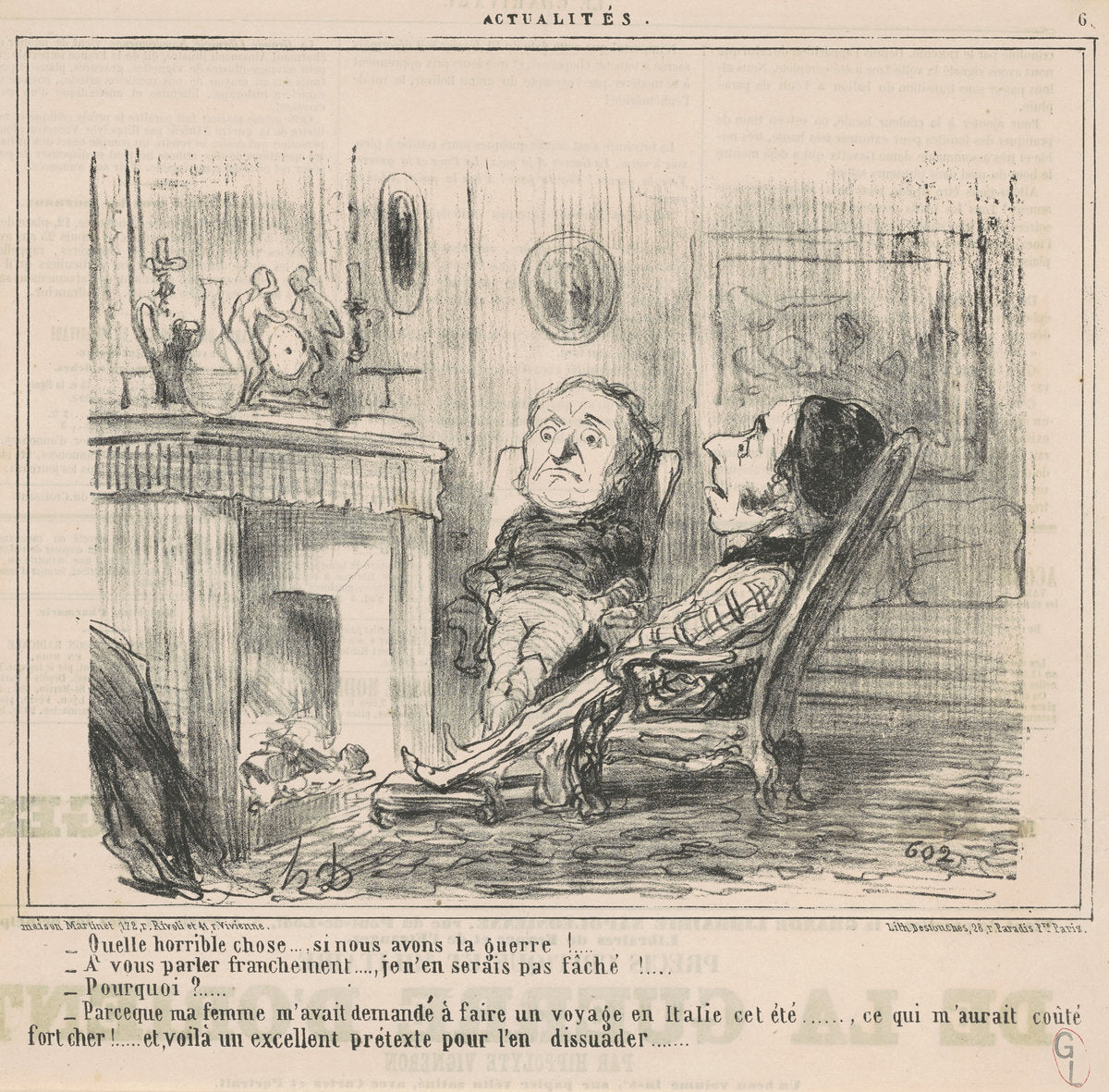 Quelle horrible chose ... si nous avons le guerre! ... by Honoré Daumier (French, 1808 - 1879), 16X12"(A3)Poster Print
