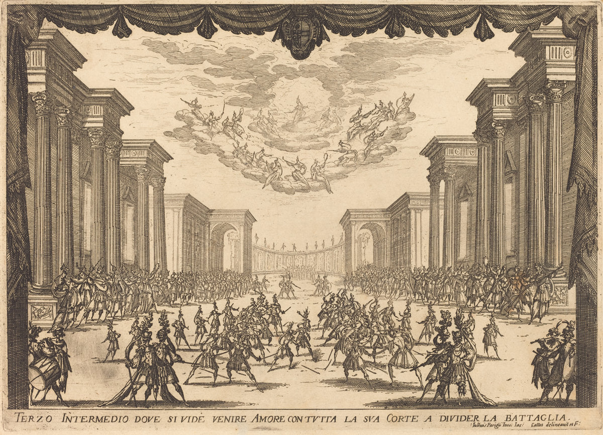 Third Intermezzo by Jacques Callot (French, 1592 - 1635), 16X12"(A3)Poster Print
