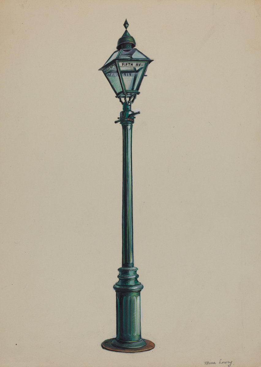 Gas Street Lamp by Mina Lowry (American, 1894 - 1942), 16X12"(A3)Poster Print