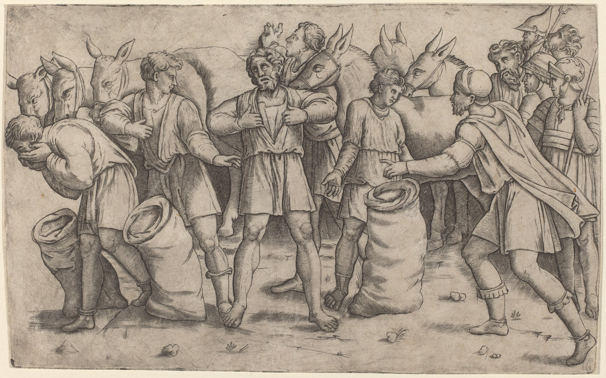 Discovery of Joseph's Cup by Giovanni Antonio da Brescia after Baldassare Peruzzi (Italian, active c. 1490 - 1525 or after), 16X12"(A3)Poster Print