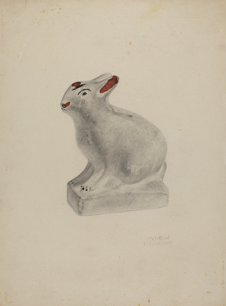 Pa. German Seated Chalkware Rabbit by Andrew Topolosky (American, active c. 1935), 16X12"(A3)Poster Print