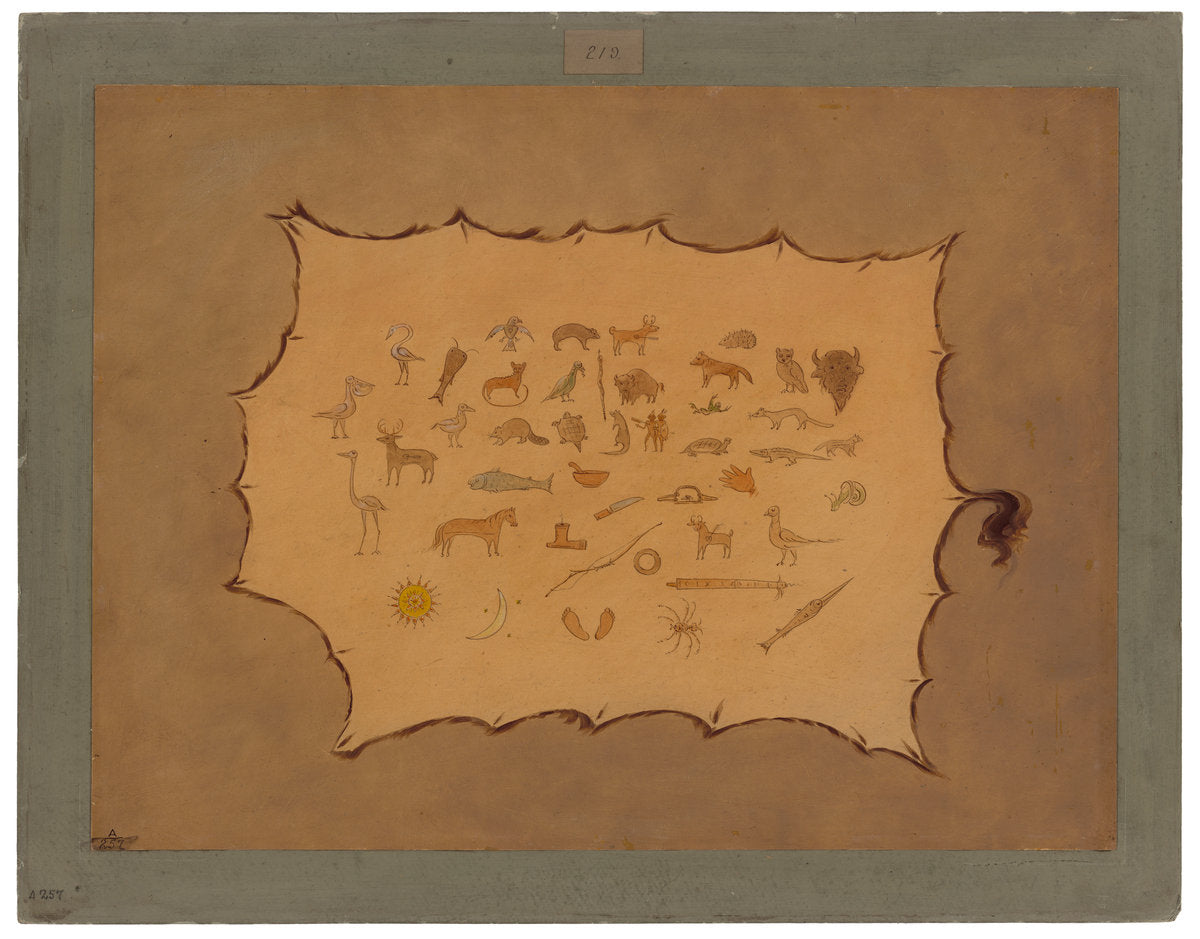 Facsimile of an Ojibbeway Robe by George Catlin (American, 1796 - 1872), 16X12"(A3)Poster Print