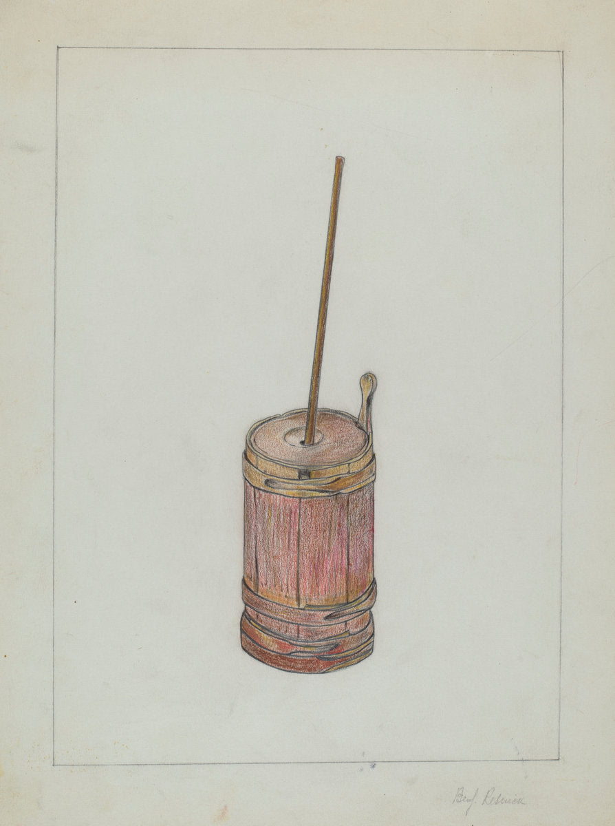 Butter Churn by Benjamin Resnick (American, active c. 1935), 16X12"(A3)Poster Print