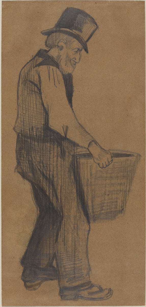 Old Man Carrying a Bucket by Vincent van Gogh (Dutch, 1853 - 1890), 16X12"(A3)Poster Print