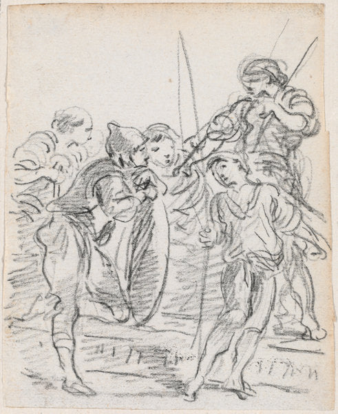Group of Male Figures Conversing by Hubert Robert (French, 1733 - 1808), 16X12"(A3)Poster Print