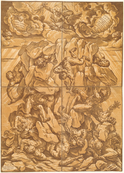 The Fall of the Giants by Bartolomeo Coriolano after Guido Reni (Italian, active 1627/1653), 16X12"(A3)Poster Print