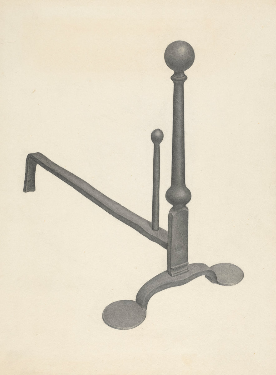 Andiron (one of pair) by Gordon Sanborn (American, active c. 1935), 16X12"(A3)Poster Print