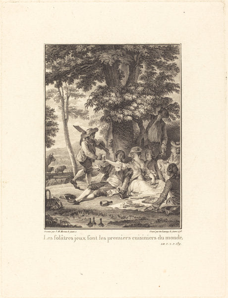 Les folâtres jeux sont les premiers cuisiniers du monde by Robert Delaunay after Jean-Michel Moreau (French, 1749 - 1814), 16X12"(A3)Poster Print