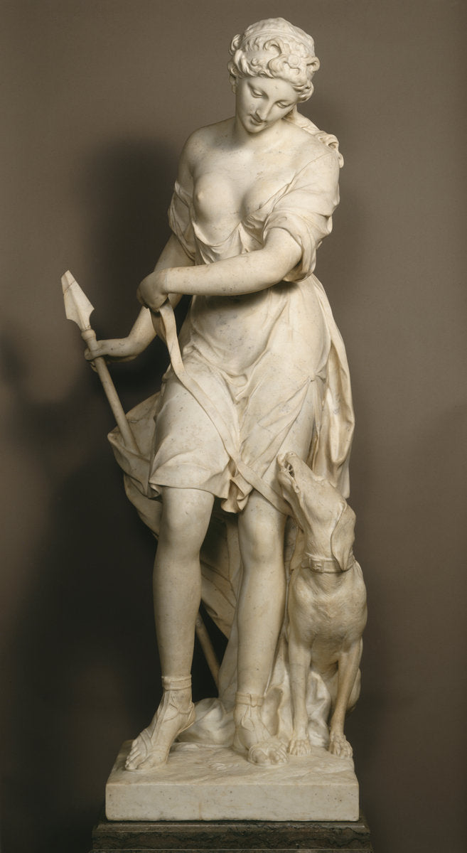 A Companion of Diana by Jean-Louis Lemoyne (French, 1666 - 1755), 16X12"(A3)Poster Print