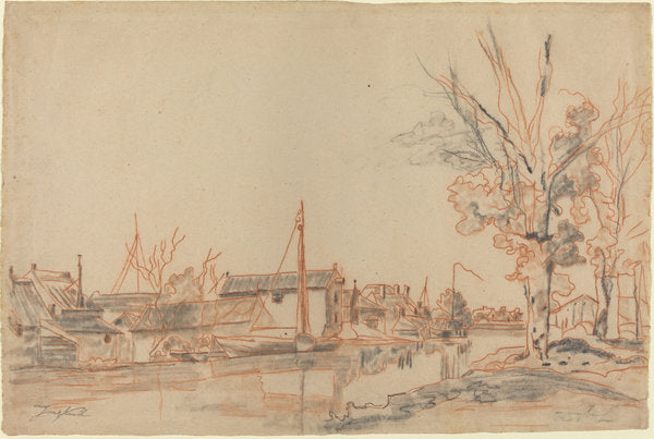 Bords de Canal by Johan Barthold Jongkind (Dutch, 1819 - 1891), 16X12"(A3)Poster Print