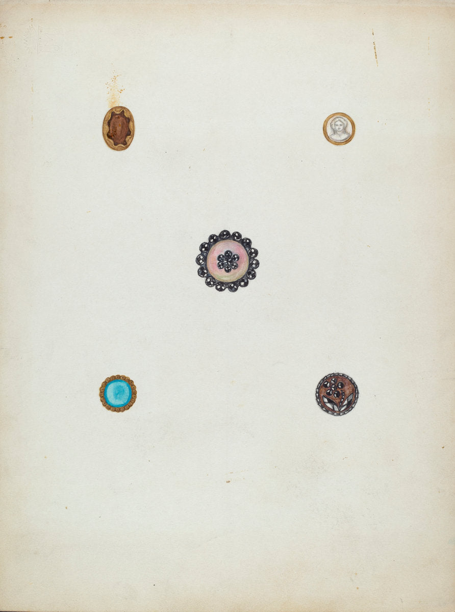 Buttons by Mary Fitzgerald (American, active c. 1935), 16X12"(A3)Poster Print