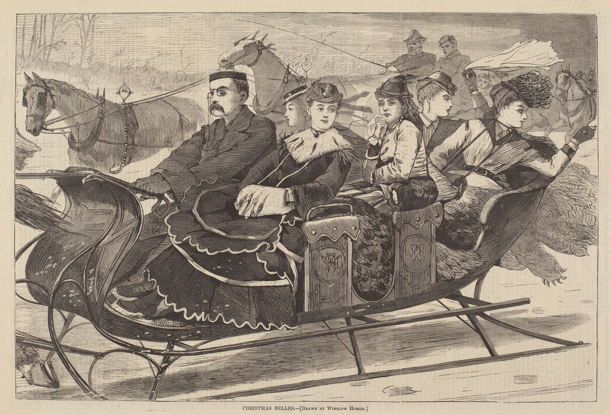 published 1869 by after Winslow Homer (Christmas Belles), 16X12"(A3)Poster Print