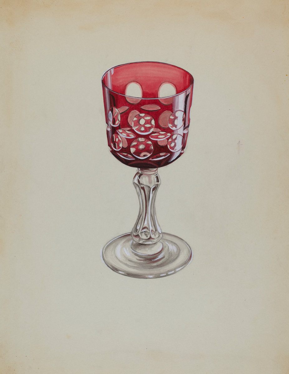 Ruby Case-Glass Goblet by Robert Stewart (American, active c. 1935), 16X12"(A3)Poster Print