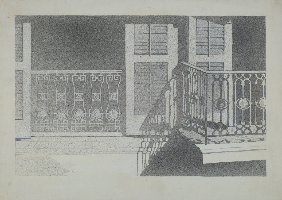Cast Iron Balcony Rail by Arelia Arbo (American, active c. 1935), 16X12"(A3)Poster Print