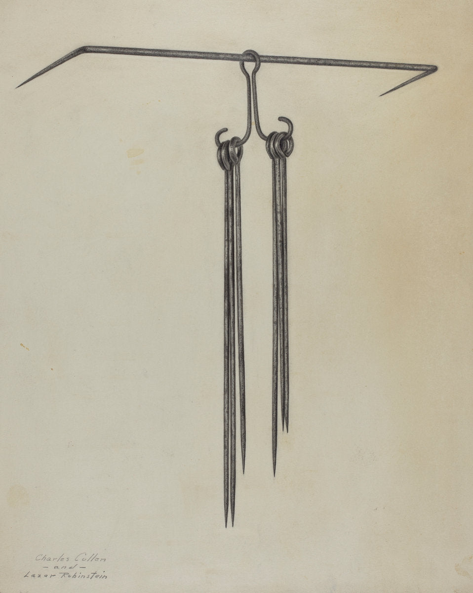 Skewers and Holder by Charles Cullen (American, active c. 1935), 16X12"(A3)Poster Print