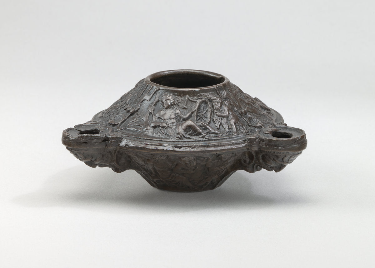 A Three Wick Lamp with Bacchic Scenes by Andrea Briosco, called Riccio (Paduan, 1470 - 1532), 16X12"(A3)Poster Print