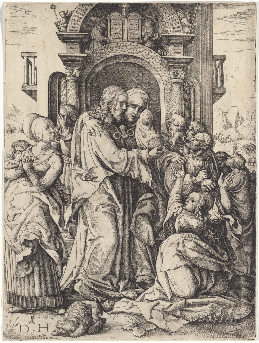 The Virgin Mary Taking Leave of Christ by Daniel Hopfer (German, c. 1470 - 1536), 16X12"(A3)Poster Print