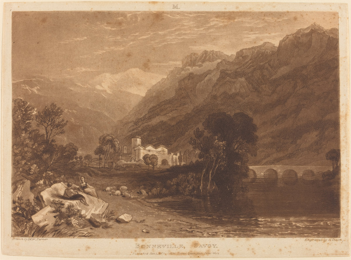 Bonneville by Joseph Mallord William Turner and Henry Edward Dawe (British, 1790 - 1848), 16X12"(A3)Poster Print