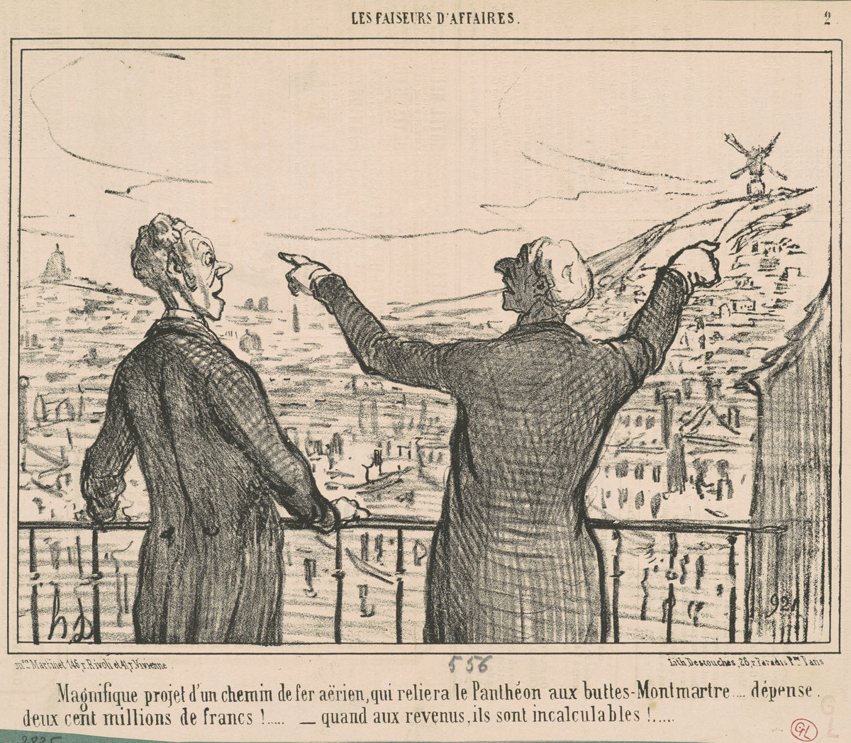Magnifique projet ... by Honoré Daumier (French, 1808 - 1879), 16X12"(A3)Poster Print