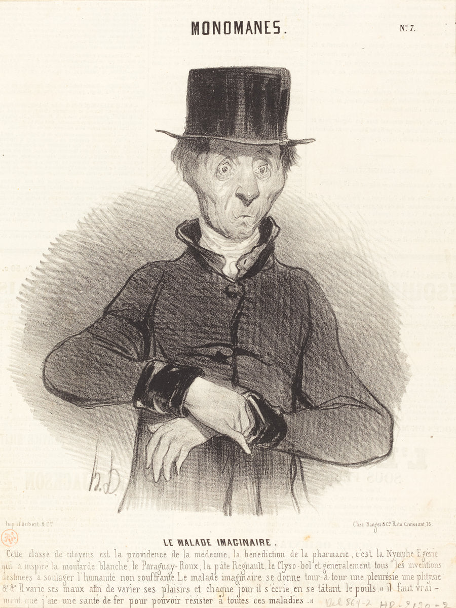 Le Malade imaginaire by Honoré Daumier (French, 1808 - 1879), 16X12"(A3)Poster Print