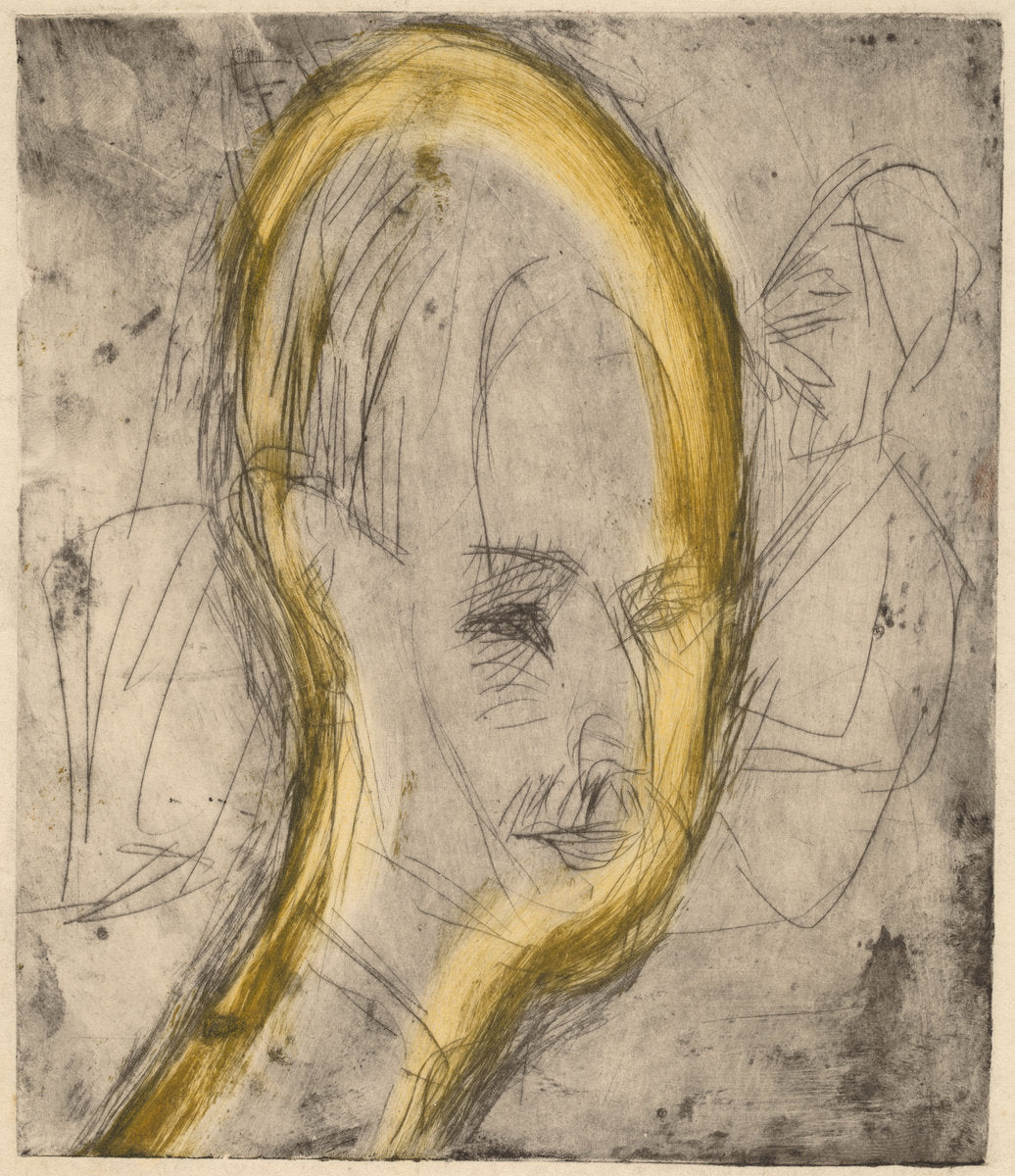 Head of Dr. Bauer by Ernst Ludwig Kirchner (German, 1880 - 1938), 16X12"(A3)Poster Print