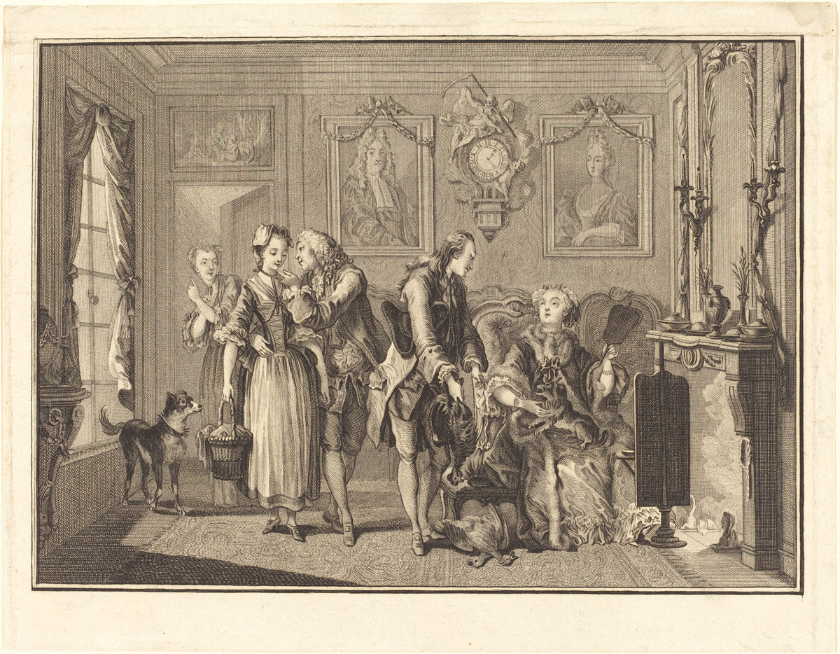 La jolie fermiere by Joseph de Longueil after Charles Eisen (French, 1730 - 1792), 16X12"(A3)Poster Print