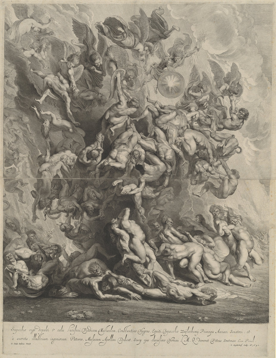 Fall of the Damned by Jonas Suyderhoff, after Sir Peter Paul Rubens (Dutch, c. 1613 - 1686), 16X12"(A3)Poster Print