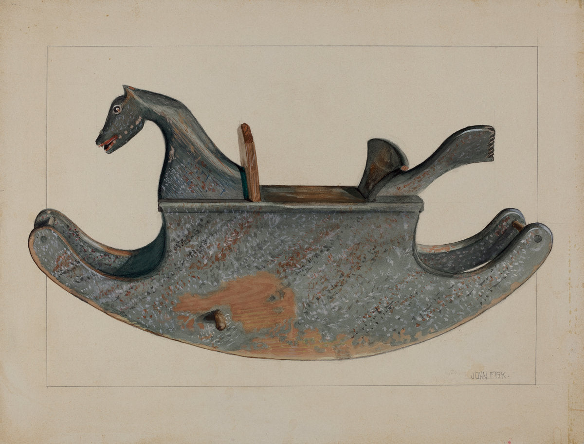 Toy Rocking Horse by John Fisk (American, active c. 1935), 16X12"(A3)Poster Print