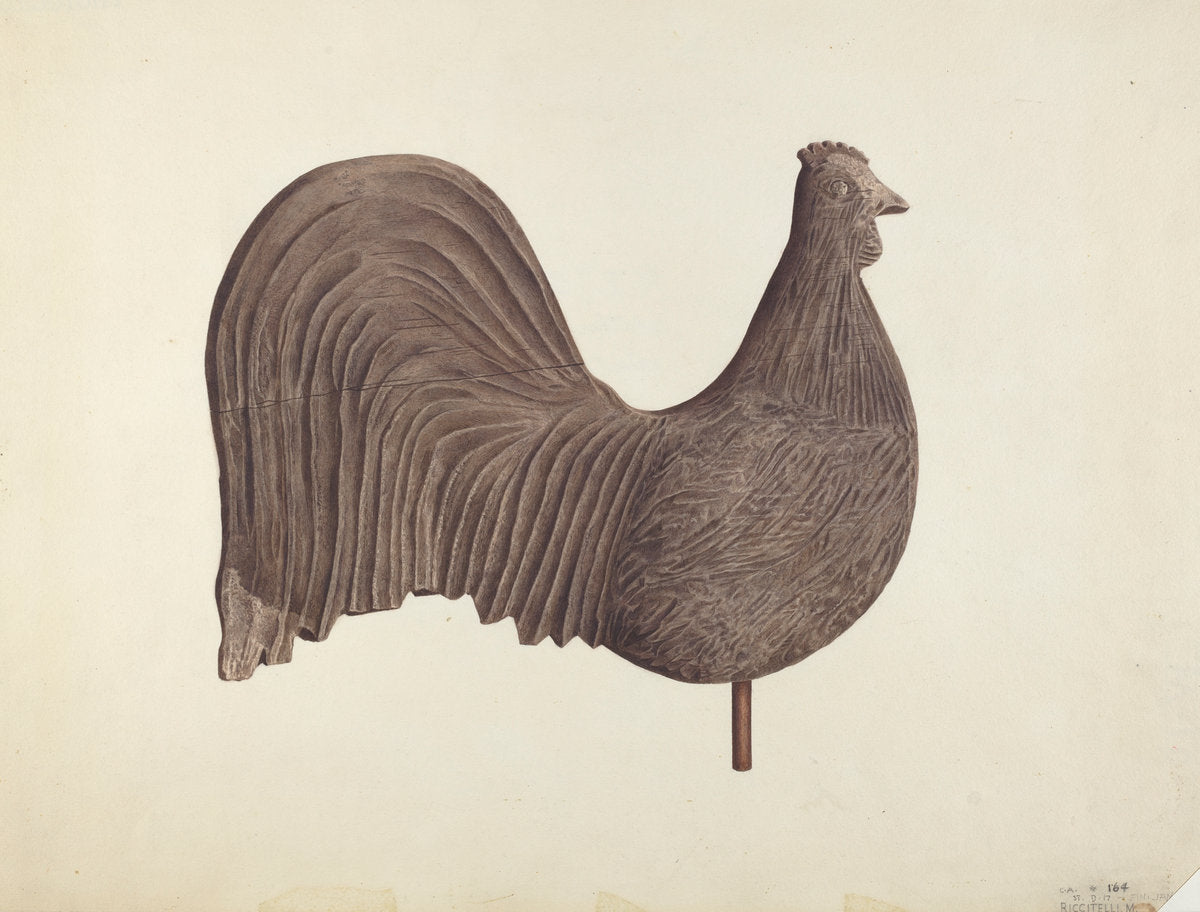 Rooster Weather Vane by Michael Riccitelli (American, active c. 1935), 16X12"(A3)Poster Print