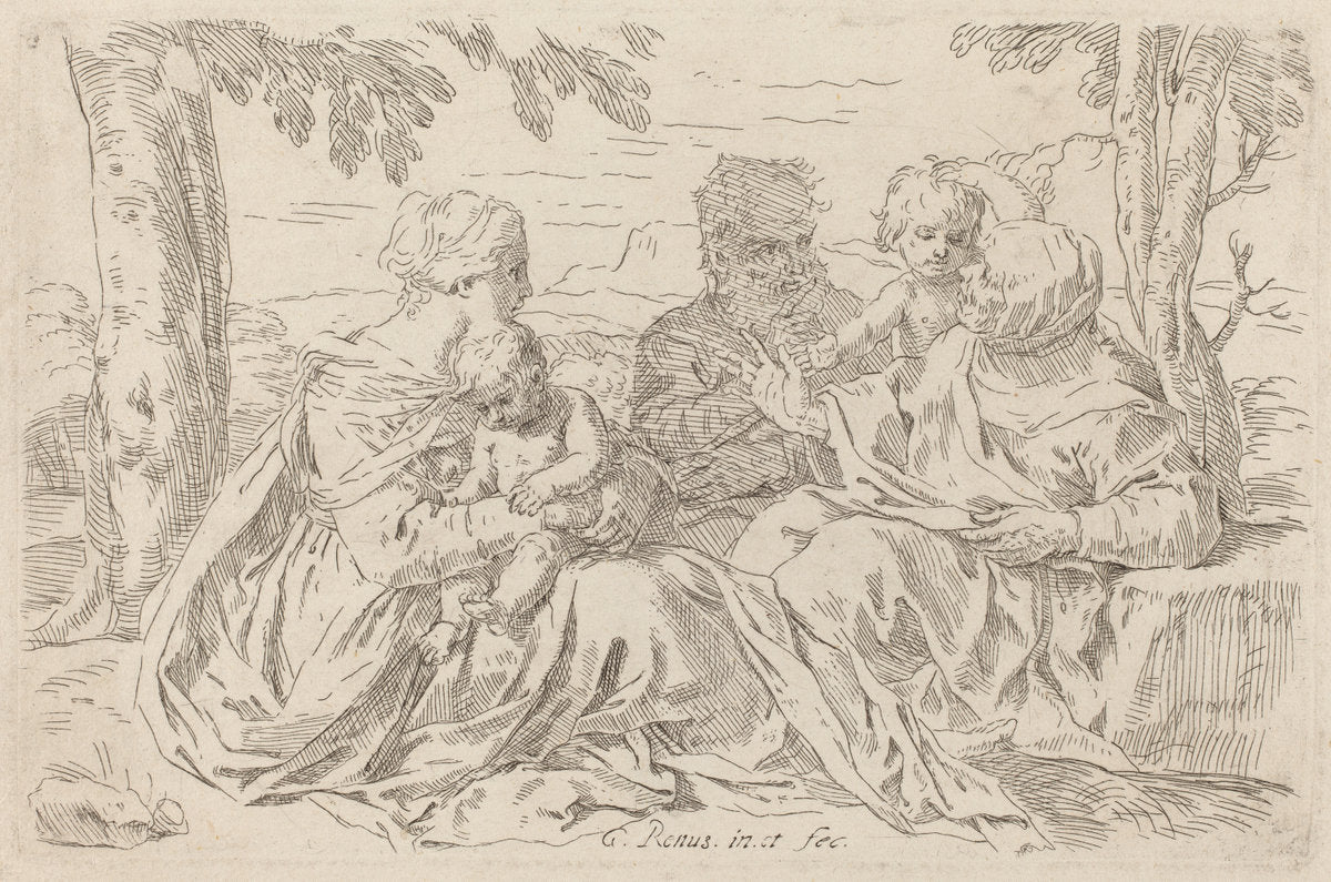 The Holy Family by Simone Cantarini (Italian, 1612 - 1648), 16X12"(A3)Poster Print