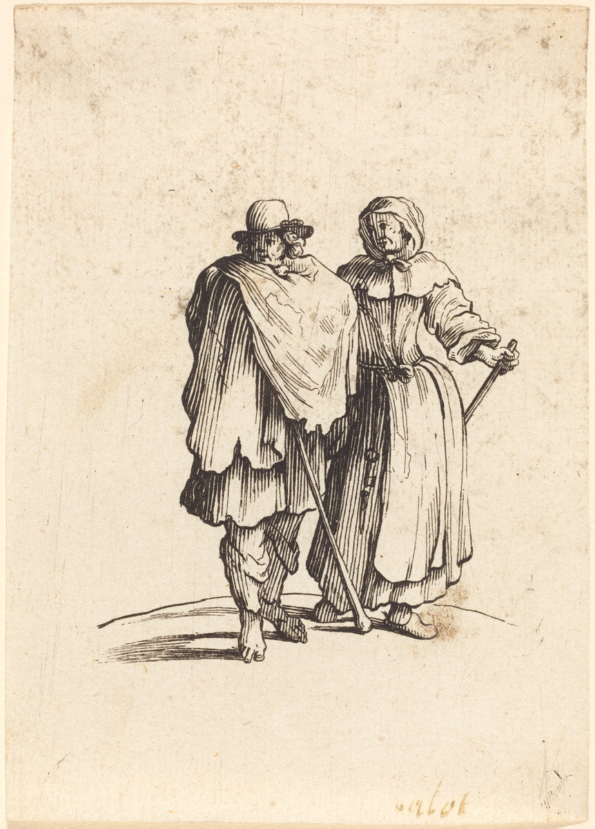 17th century by after Jacques Callot (Beggar Couple), 16X12"(A3)Poster Print