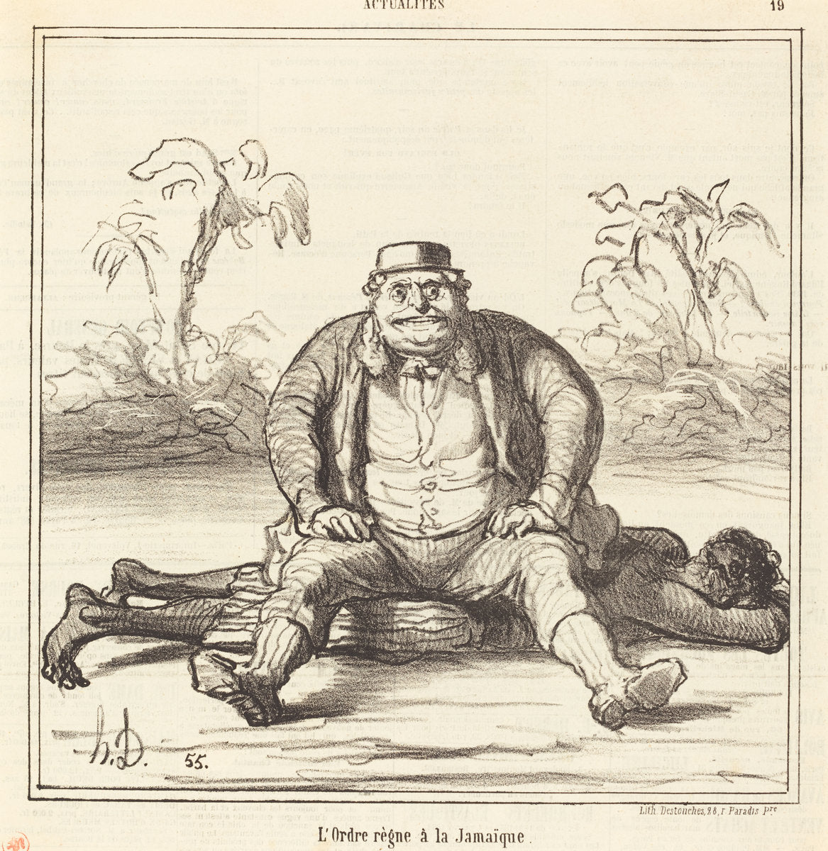 L'Ordre règne à la Jamaique by Honoré Daumier (French, 1808 - 1879), 16X12"(A3)Poster Print