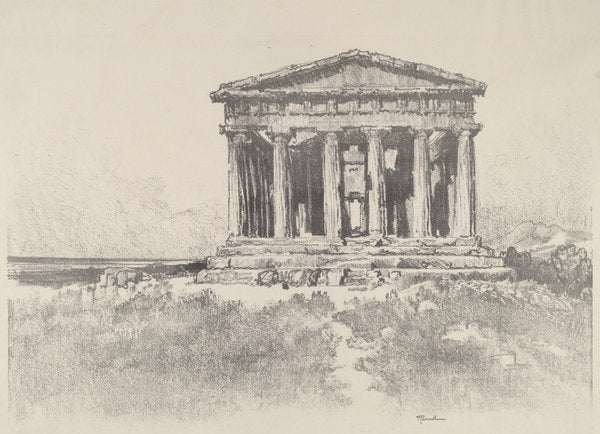The Temple by the Sea, Temple of Concord, Girgenti by Joseph Pennell (American, 1857 - 1926), 16X12"(A3)Poster Print