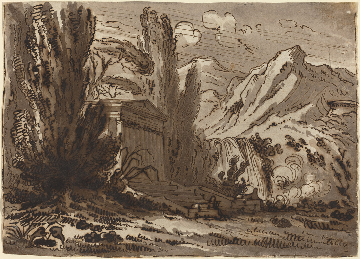 Mountainous Landscape with Classical Temple by Felice Giani (Italian, 1758 - 1823), 16X12"(A3)Poster Print