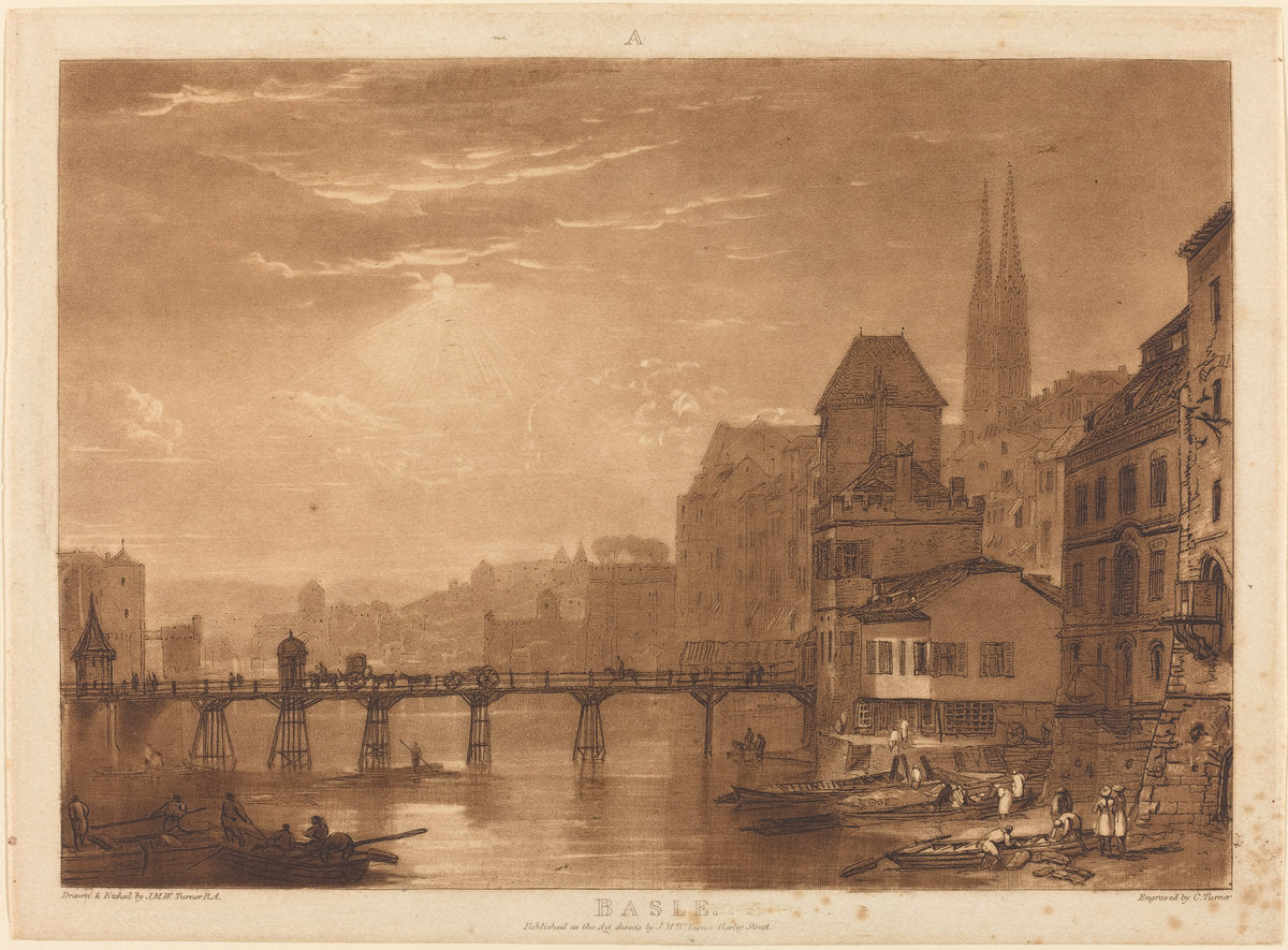 Basle by Joseph Mallord William Turner and Charles Turner (British, 1773 - 1857), 16X12"(A3)Poster Print
