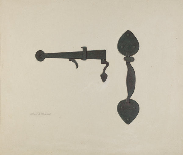 Shaker Door Latch by Elbert S. Mowery (American, active c. 1935), 16X12"(A3)Poster Print