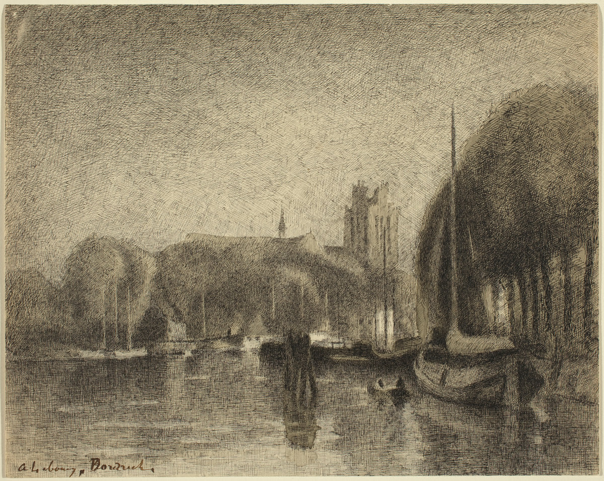 Harbor in Dordrecht by Albert Lebourg (French, 1849 - 1928), 16X12"(A3)Poster Print
