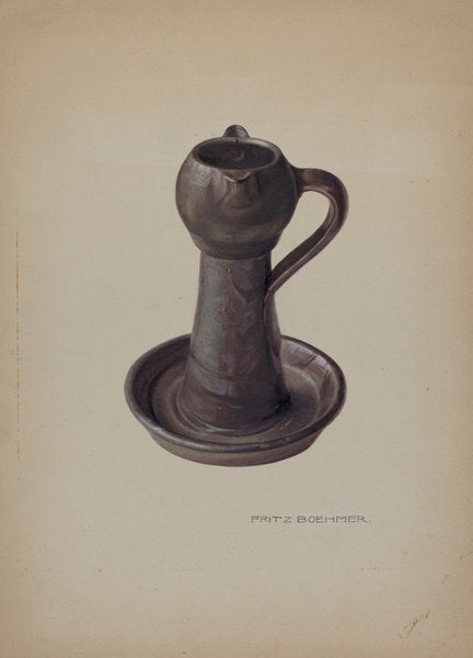 Pottery Lamp by Fritz Boehmer (American, active c. 1935), 16X12"(A3)Poster Print