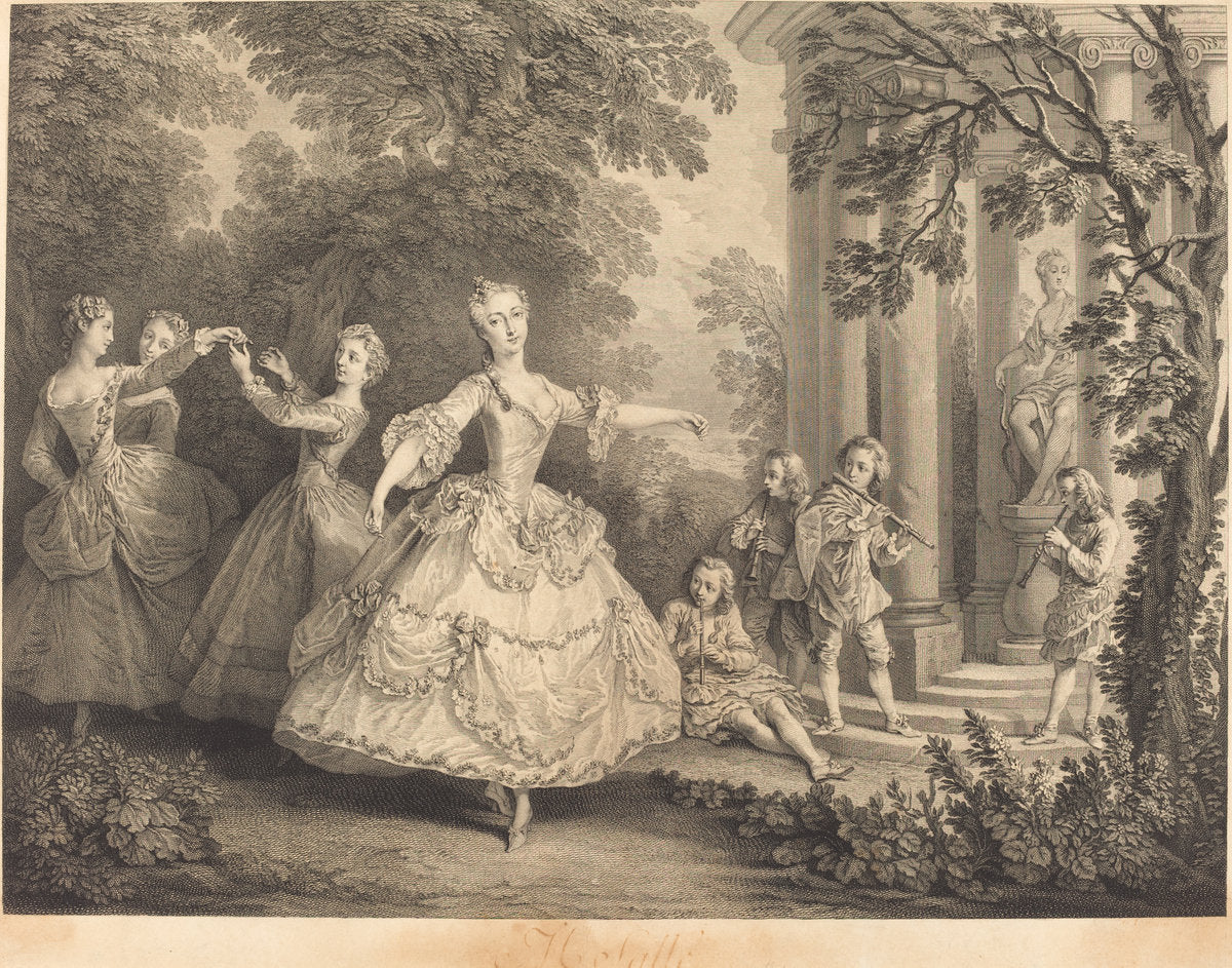 Mlle. Salle by Nicolas de Larmessin IV after Nicolas Lancret (French, 1684 - 1753 or 1755), 16X12"(A3)Poster Print