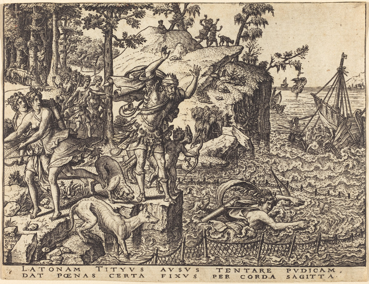 Britomartis Jumps into the Sea by Etienne Delaune (French, 1518/1519 - 1583), 16X12"(A3)Poster Print