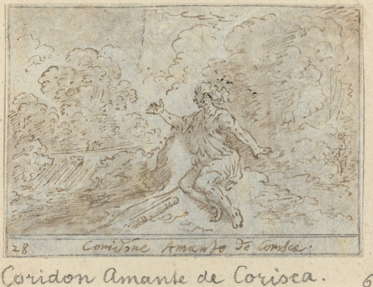 Coridone, Lover of Corisca by Johann Wilhelm Baur (German, 1607 - 1641), 16X12"(A3)Poster Print