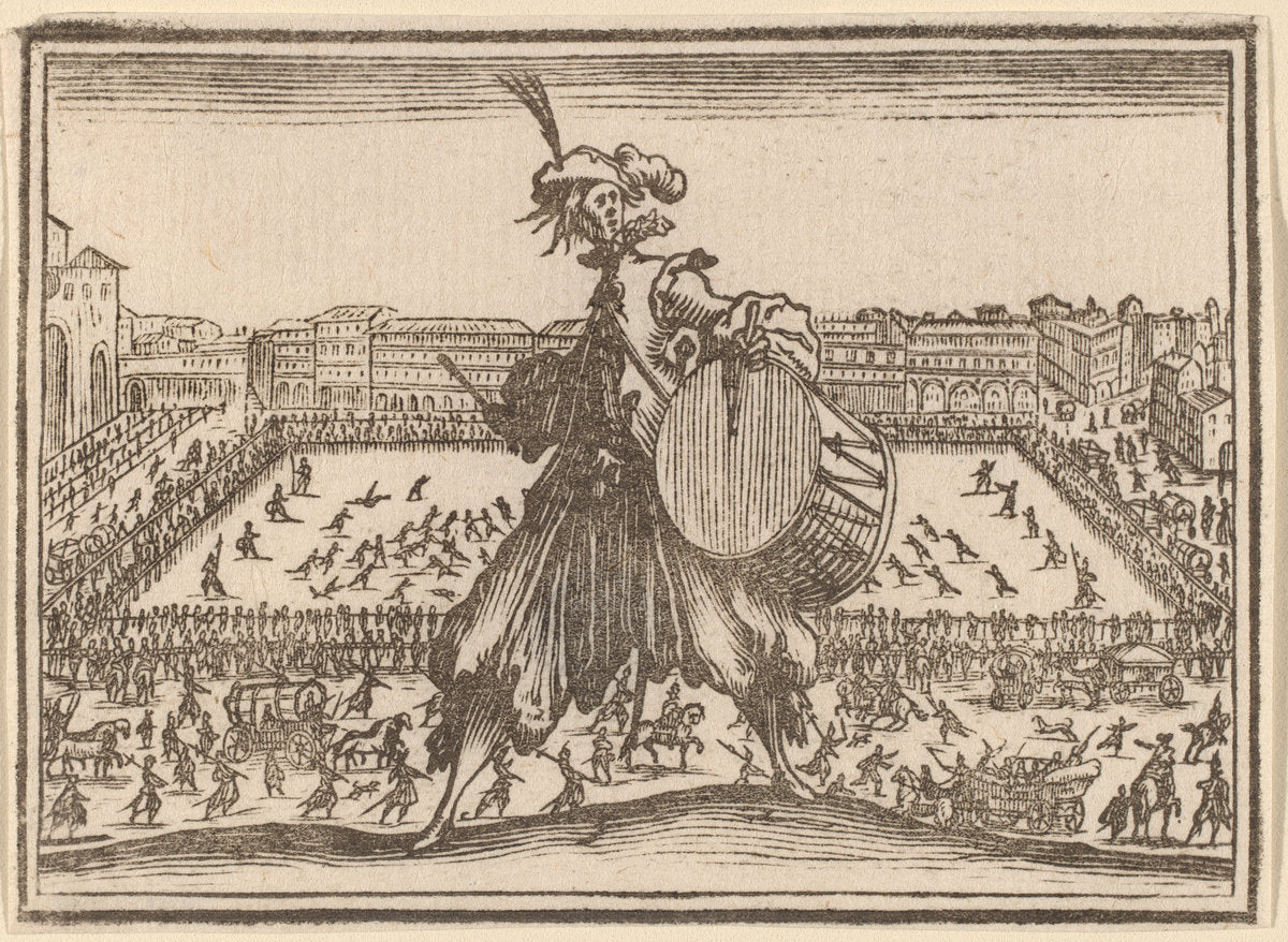 Piazza Santa Croce, Florence by Edouard Eckman after Jacques Callot (Flemish, born c. 1600), 16X12"(A3)Poster Print