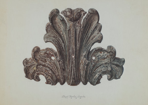Ornamental Iron Leaf by Lloyd Charles Lemcke (American, active c. 1935), 16X12"(A3)Poster Print
