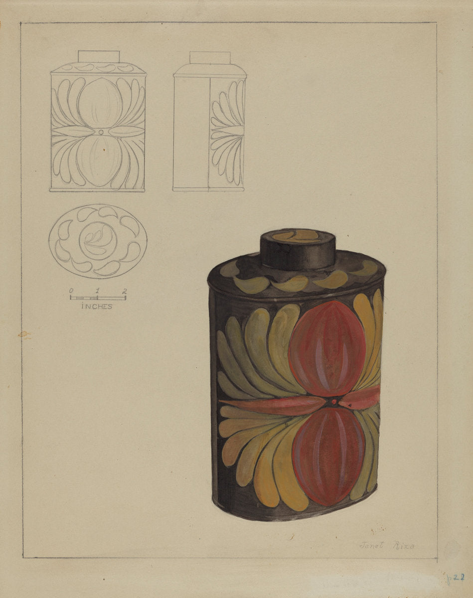Toleware Tea Caddy by Janet Riza (American, active c. 1935), 16X12"(A3)Poster Print