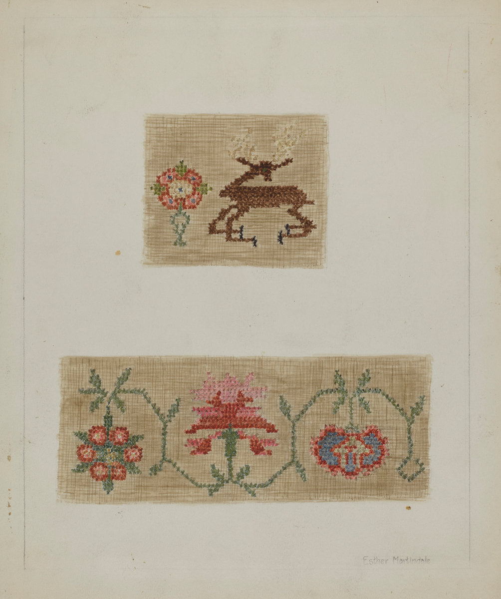 Sampler by Esther Martindale (American, active c. 1935), 16X12"(A3)Poster Print