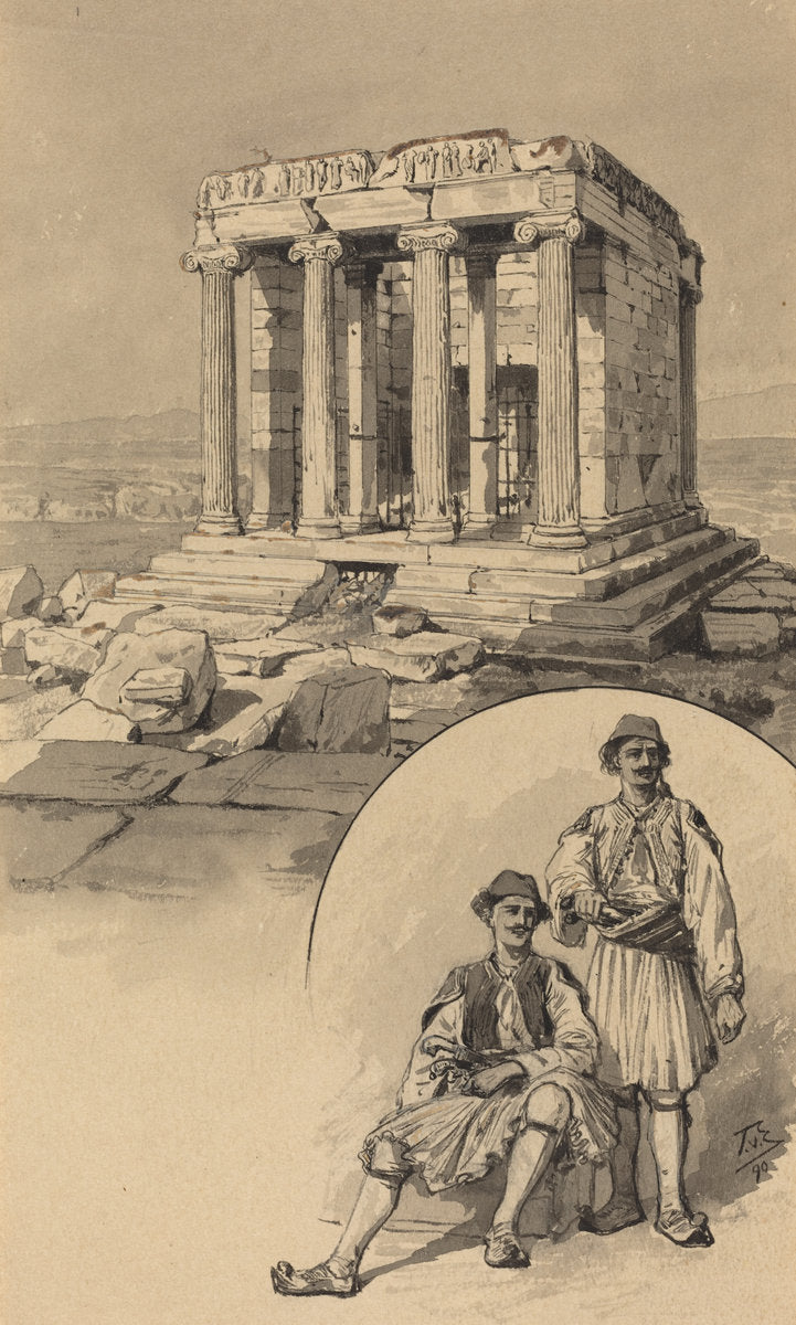 Nike Temple by Themistocles von Eckenbrecher (German, 1842 - 1921), 16X12"(A3)Poster Print