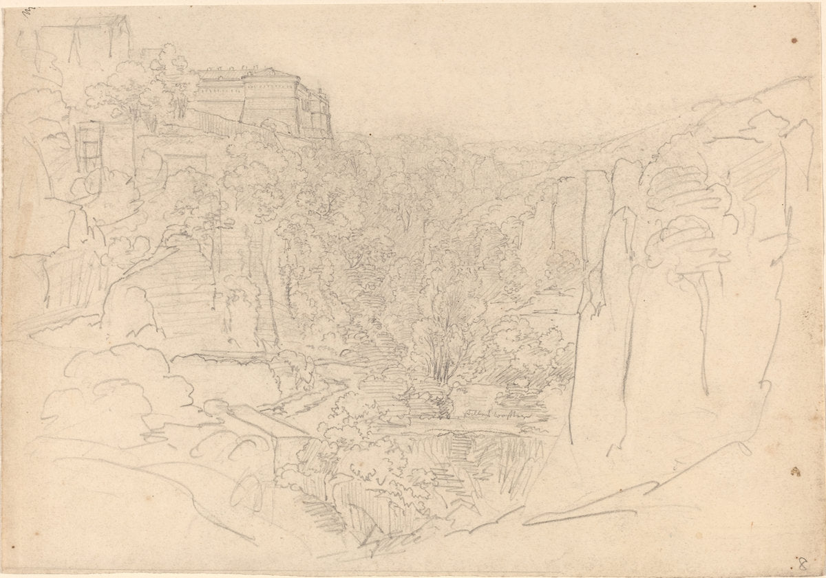 Fortified Castle Above a Narrow Valley by Friedrich Salathé (Swiss, 1793 - 1858), 16X12"(A3)Poster Print