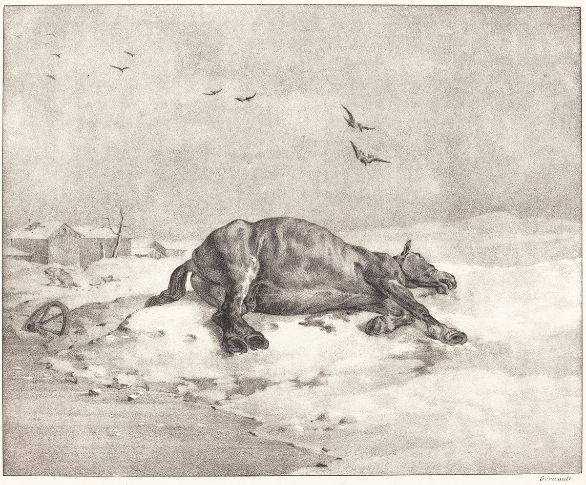 Dead Horse by Théodore Gericault (French, 1791 - 1824), 16X12"(A3)Poster Print