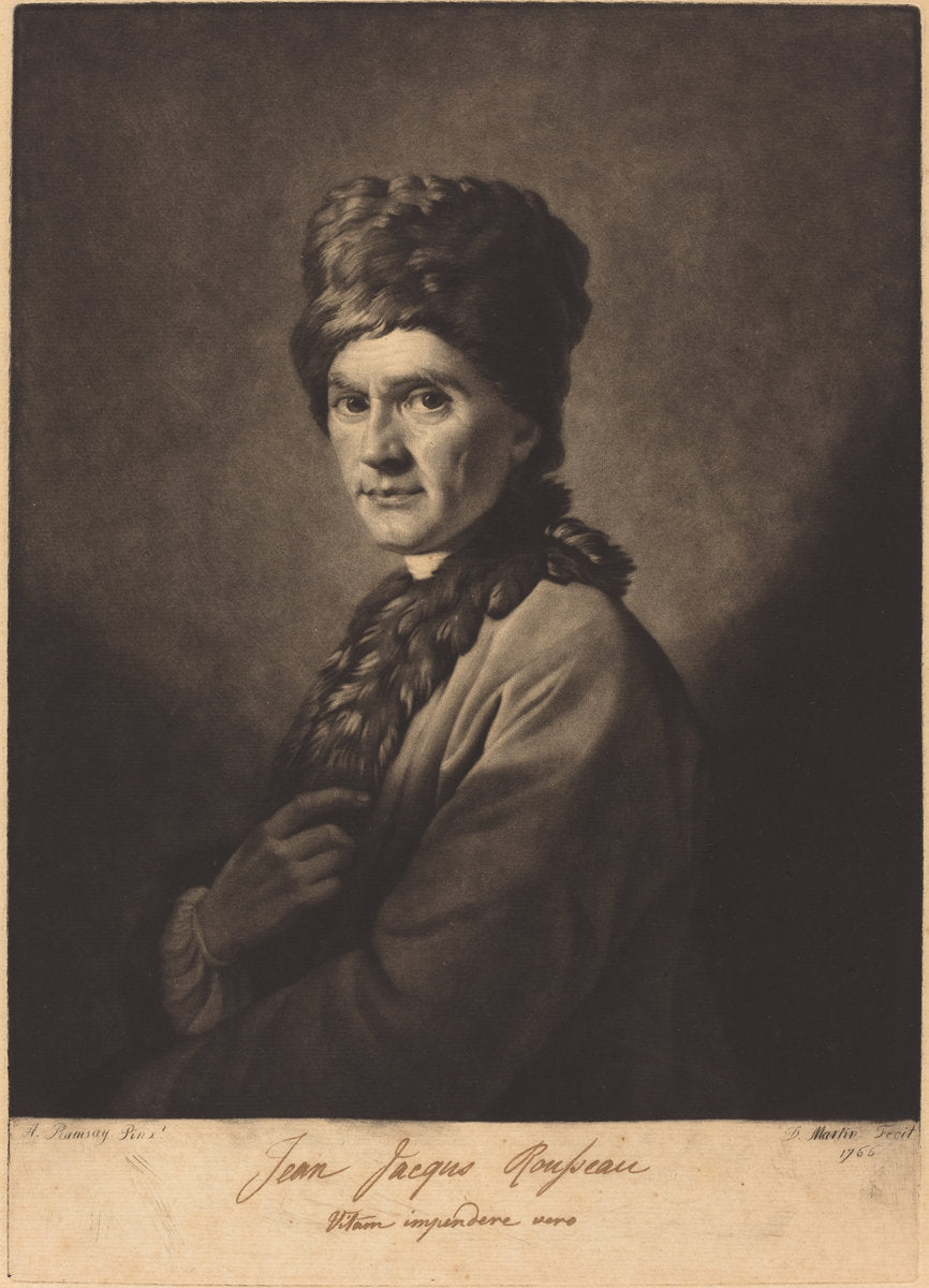 Jean Jacques Rousseau by David Martin after Allan Ramsay (British, 1710 - 1776), 16X12"(A3)Poster Print
