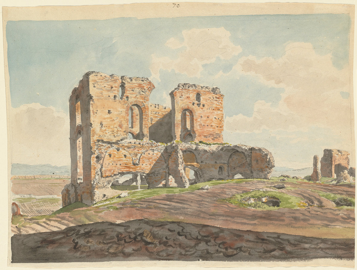The Great Villa of the Quintilii on the Appian Way by Carlo Labruzzi (Italian, 1748 - 1817), 16X12"(A3)Poster Print